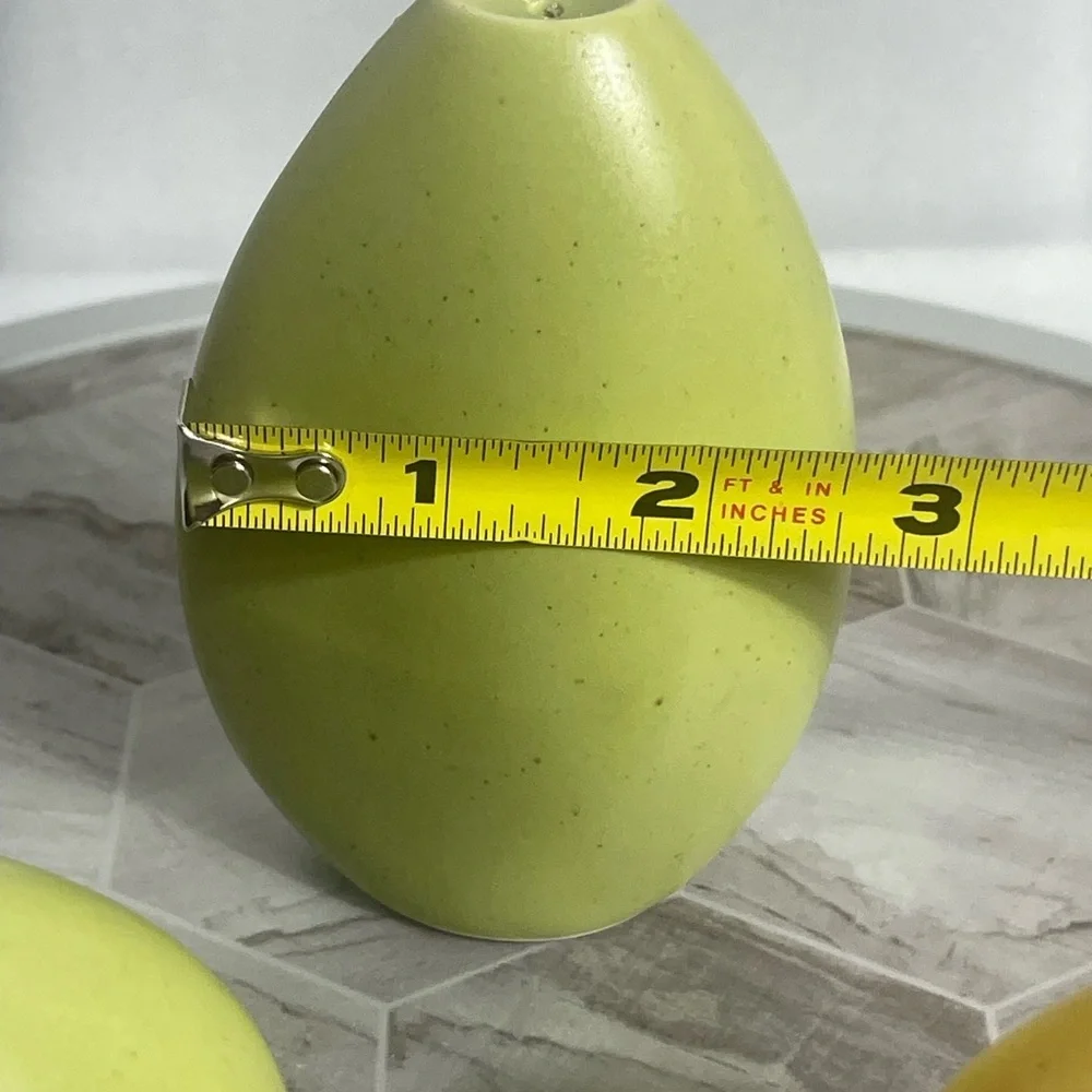 Set of Three Ceramic Salt and Pepper Shakers in Yellow and Green Made in Japan